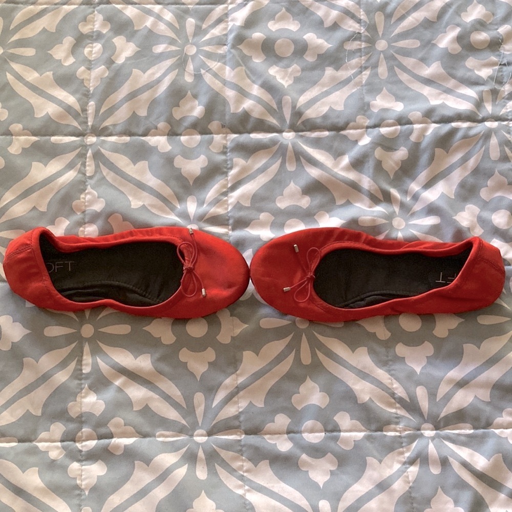 Satin Cherry-Red Loft Ballet Flats